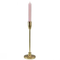 Product Gold taper candle holder, metal candlestick, 20cm high