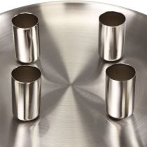 Stick candle holder silver Ø2.5cm candle plate metal Ø23cm