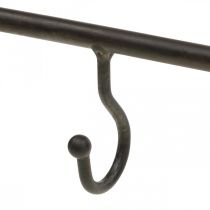 Bar with 7 hooks metal antique look hook rail 50 × H55cm