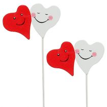 Product Plug double heart red, white 8cm x 5cm 12pcs