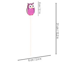 Product Wooden Owl Plant Stakes for Flower Arrangements and Pots, 31cm, Set of 12