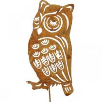 Product Garden stake rust owl metal patina plug 19cm