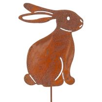 Product Garden stake rabbit for Easter decoration with rusty finish in country style 60cm 4pcs