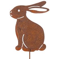 Product Garden stake rabbit for Easter decoration with rusty finish in country style 60cm 4pcs