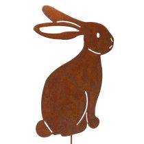 Product Metal Garden Stake Rusty Rabbit Rustic eye-catcher for flower beds and planters 100cm 2 pieces