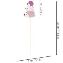 Product Decorative Wooden Hedgehog Family Garden Stakes 34cm, Set of 12
