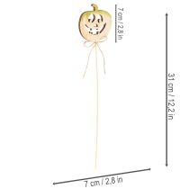 Product Wooden Pumpkin Picks with Faces, 31cm, 12-Pack – Halloween and Autumn Decoration