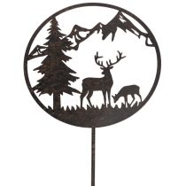 Product Metal Garden Stake with Deer and Pine Tree Design, 100cm Height