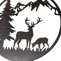 Product Metal Garden Stake with Deer and Pine Tree Design, 100cm Height