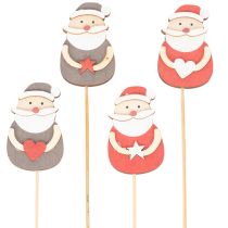 Product Wooden Santa Picks for Festive Arrangements and Potted Plants 31cm - Set of 12
