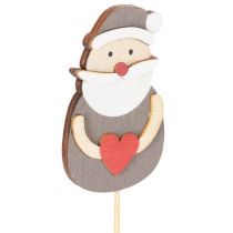 Product Wooden Santa Picks for Festive Arrangements and Potted Plants 31cm - Set of 12