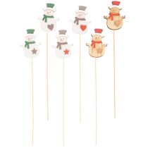 Product Wooden Snowman Picks for Christmas Flower Arrangements 31cm Set of 12