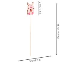 Product Wooden Pig Plant Sticks 31cm, Set of 16, Multicoloured Designs