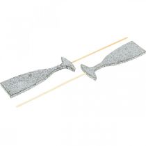 Product New Year's Eve decoration champagne glass silver flower plug 9 cm 18 pcs