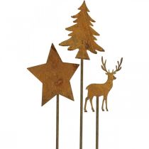 Product Garden Stake Edelrost Deer Decoration Star Fir H9,5/10,5cm 9 pcs