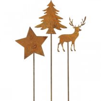 Product Garden stake patina deer deco star fir H9.5/10.5cm 9pcs
