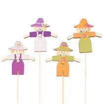 Product Wooden Scarecrow Picks 30cm Multicolored Set of 12 for Indoor Decoration