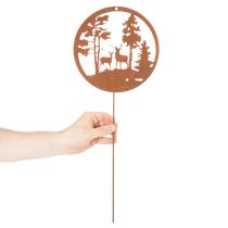 Product Set of 2 Rusted Metal Garden Stakes with Deer Silhouette – 53cm