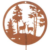 Product Set of 2 Rusted Metal Garden Stakes with Deer Silhouette – 53cm