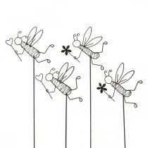 Product Flower Stick Metal Bees Decoration Black 8.5cm 4 Pcs
