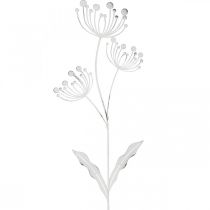 Spring decoration, deco plug flower shabby chic white, silver L87cm W18cm