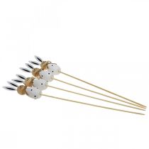 Product Flower Stick Rabbit Wooden Easter Bunny Black/White H34cm 4 pcs