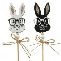 Product Flower plug bunny with glasses wood glitter 4×7.5cm 12pcs