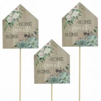 Flower plugs wood Home Sweet Home decoration 6.5x7.5cm 18pcs