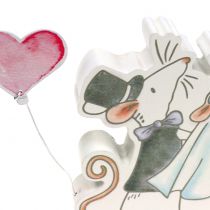 Decoration figure mouse pair with hearts 11cm x 11cm 4pcs