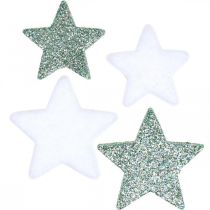 Product Scatter Decoration Christmas Scatter Stars Green White Ø4/5cm 40 Pcs