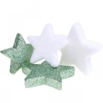 Product Scatter Decoration Christmas Scatter Stars Green White Ø4/5cm 40 Pcs