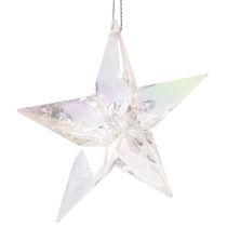 Product Acrylic Hanging Star Decoration Iridescent Clear 9cm Set of 6
