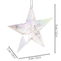 Product Acrylic Hanging Star Decoration Iridescent Clear 9cm Set of 6