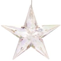 Product Acrylic Hanging Star Decoration Iridescent Clear 9cm Set of 6
