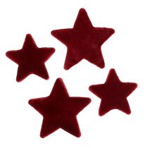 Product Christmas decoration stars Bordeaux flocked table decoration 4-5cm 40 pcs