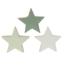Product Wooden Star Decoration Set 5cm Mint Green and White 9 Pieces