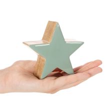 Product Wooden Star Decoration Set, 10cm, Mint Green and White, Indoor Use