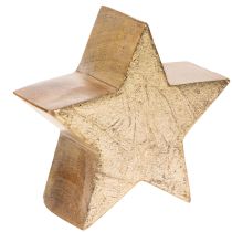 Product Wooden Gold Star Decorations 10cm for Indoor Use – Set of 3