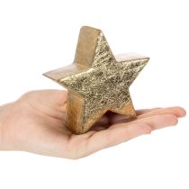 Product Wooden Gold Star Ornament - Set of 3, 10cm Diameter