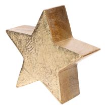 Product Wooden Gold Star Ornament - Set of 3, 10cm Diameter