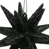 Product Christmas decoration stars to hang up black Ø7.5cm 8pcs