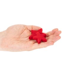 Product Red Flocked Decorative Stars 4-5cm Set of 40