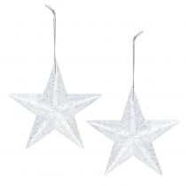Product Star for hanging Transparent with glitter 9.5cm 12pcs