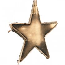 Product Wooden star to hang natural flamed Christmas tree decoration H15cm
