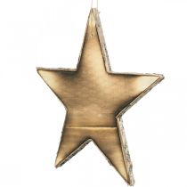 Product Wooden star to hang natural flamed Christmas decoration 20cm