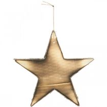 Product Wooden star to hang natural flamed Christmas decoration 20cm