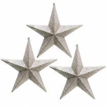 Product Glitter stars to hang champagne Ø21cm 3pcs