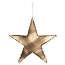 Product Christmas tree decorations wood star nature, flamed H25cm