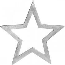 Decorative star to hang silver aluminum door decoration Ø28cm