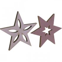 Product Deco wood stars purple poinsettias self-adhesive 4cm mix 36pcs